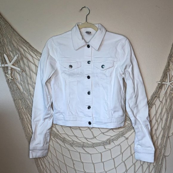 PRANA White Slate Rim Denim Jacket Lightly Distressed XS - Picture 15 of 15